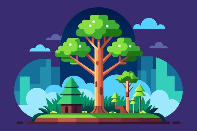 El fondo del diseño 2D es un árbol