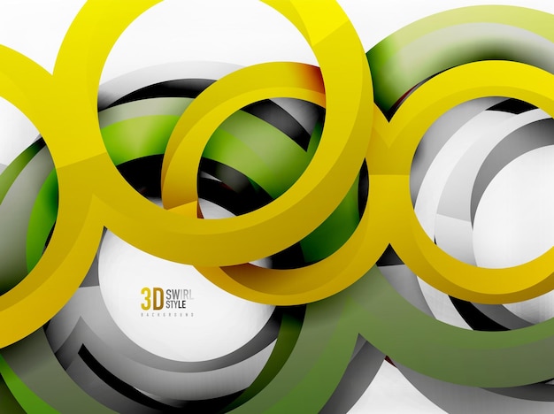 Fondo de diseño de anillos 3D vectoriales