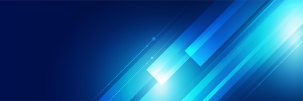 Fondo de diseño de banner ancho azul global de tecnología Diseño de banner 3d moderno abstracto con fondo geométrico de tecnología azul oscuro Ilustración vectorial