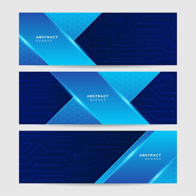 Fondo de diseño de banner ancho azul de negocios corporativos