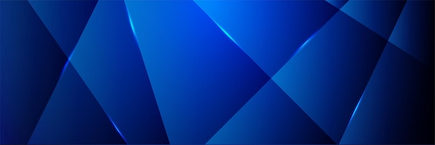 Fondo de diseño de banner ancho azul de redes digitales Diseño de banner 3d abstracto con fondo geométrico de tecnología azul oscuro Ilustración vectorial