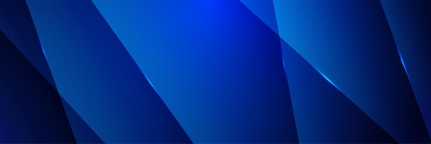 Fondo de diseño de banner ancho azul de redes digitales Diseño de banner 3d abstracto con fondo geométrico de tecnología azul oscuro Ilustración vectorial