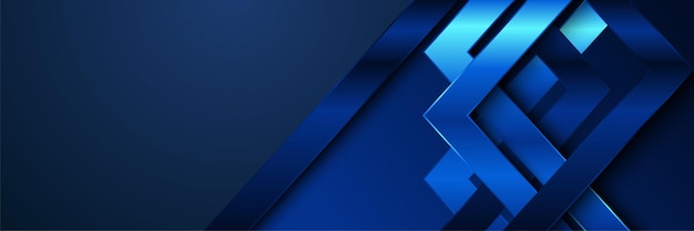 Fondo De Diseño De Banner Ancho Geométrico Abstracto Azul Bloque Lustre