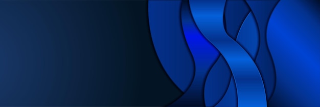 Fondo De Diseño De Banner Ancho Geométrico Abstracto Azul Onda Papercut