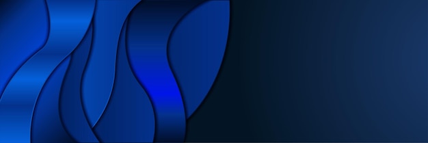 Fondo De Diseño De Banner Ancho Geométrico Abstracto Azul Onda Papercut