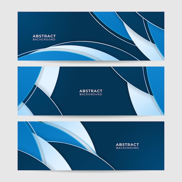 Vector fondo de diseño de banner ancho geométrico abstracto azul onda