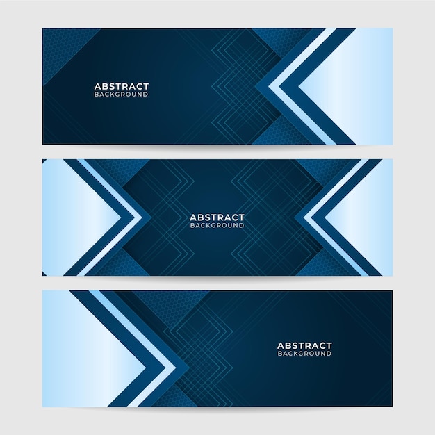 Vector fondo de diseño de banner ancho geométrico abstracto azul oscuro claro