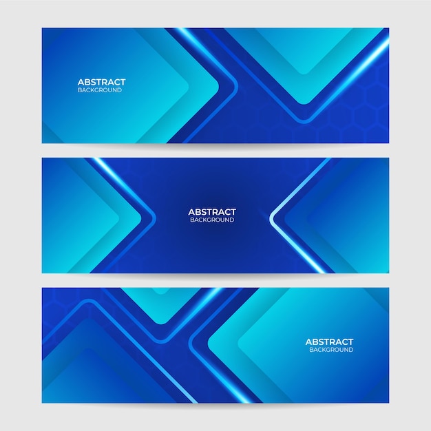 Vector fondo de diseño de banner ancho geométrico abstracto azul oscuro claro