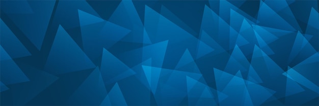 Fondo de diseño de banner ancho geométrico abstracto azul oscuro en forma de triángulo