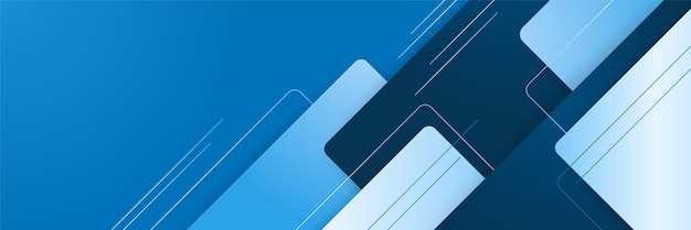 Fondo de diseño de banner ancho geométrico abstracto azul oscuro de forma