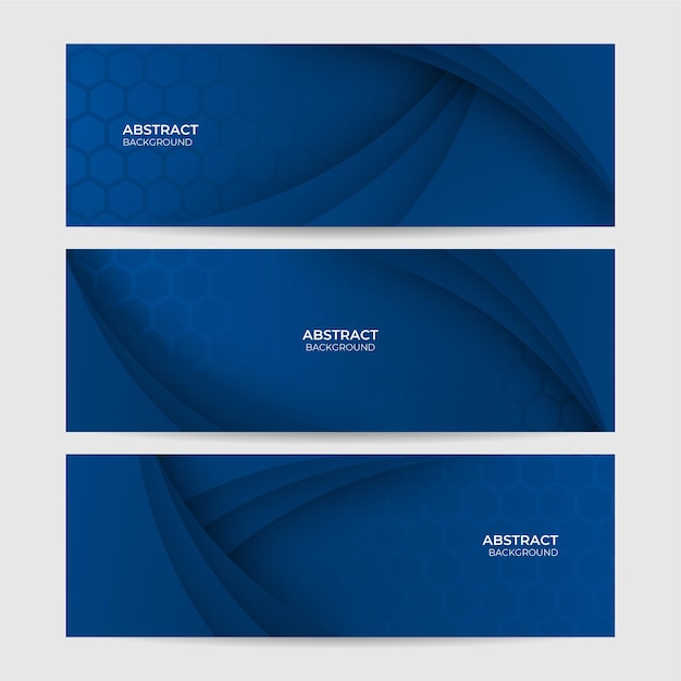 Fondo De Diseño De Banner Ancho Geométrico Abstracto Azul De Papercut