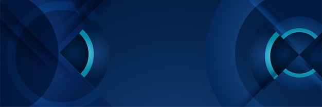 Fondo de diseño de banner ancho geométrico abstracto azul de tecnología ligera