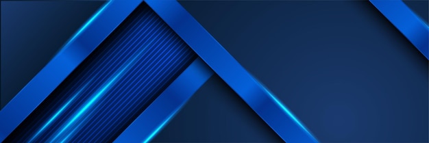 Fondo de diseño de banner ancho geométrico abstracto azul tecnología luz bloque