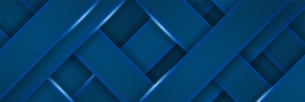 Fondo de diseño de banner ancho de rayas abstractas azul oscuro de trenza