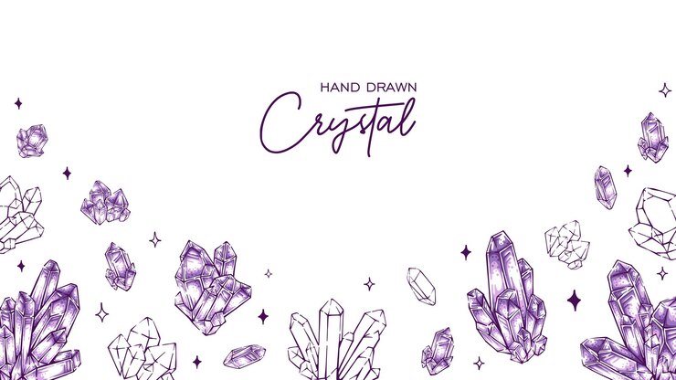 Fondo con diseño de banner de decoración de vector de ilustración de colección de cuarzo amatista púrpura