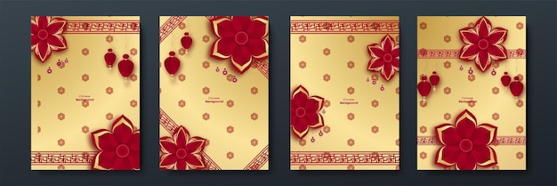 Fondo de diseño chino de oro rojo feliz año nuevo chino