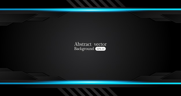 Fondo de diseño de concepto de innovación de diseño de marco negro azul metálico abstracto