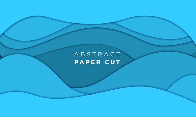 Fondo de diseño de corte de papel azul con capa superpuesta Fondo de corte de papel 3D Vector