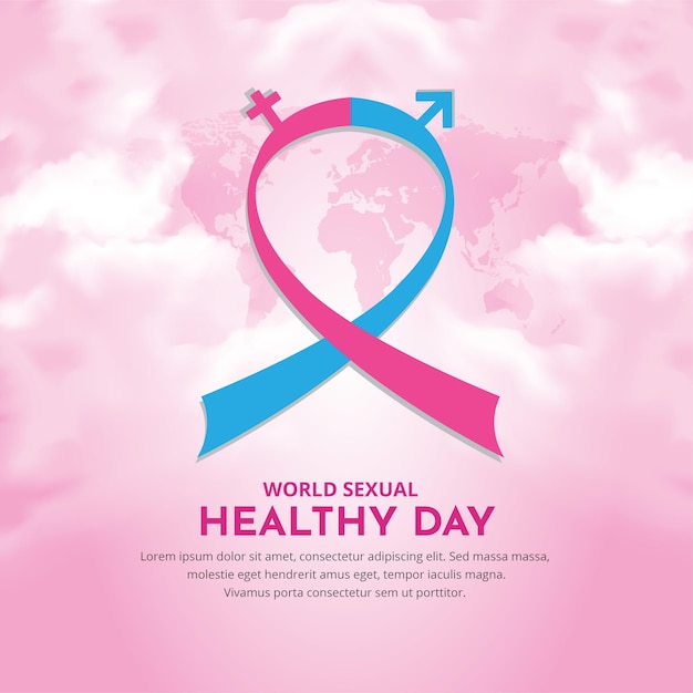 Fondo de diseño del día mundial de la salud sexual con vector de nube y cinta