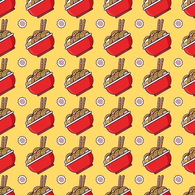 Fondo de diseño de doodle de ramen de patrones sin fisuras