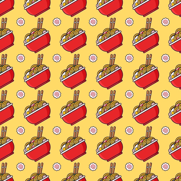 Fondo de diseño de doodle de ramen de patrones sin fisuras