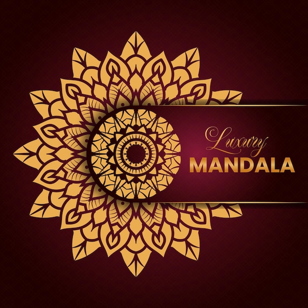 Fondo de diseño de efecto mandala ornamental de lujo en color dorado