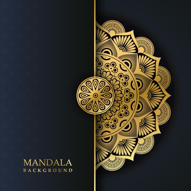 Fondo de diseño de efecto mandala ornamental de lujo en color dorado