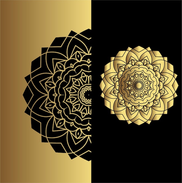 Fondo de diseño de efecto mandala ornamental de lujo vectorial en color dorado