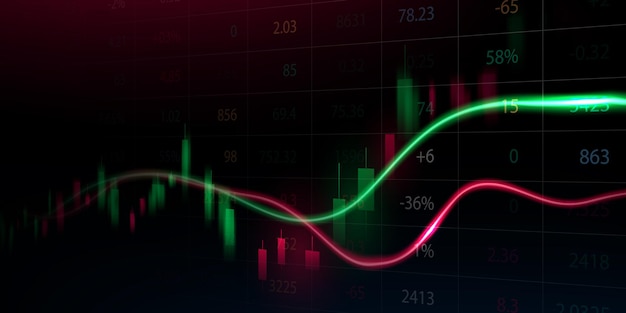 Fondo de diseño de fondo del mercado de valores o ilustración de vector de concepto de gráfico de comercio de divisas