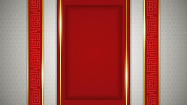 Fondo de diseño islámico rojo árabe plano Fondo de banner de ramadán kareem universal con mezquita de patrón islámico de luna de linterna y elementos islámicos de lujo abstractos