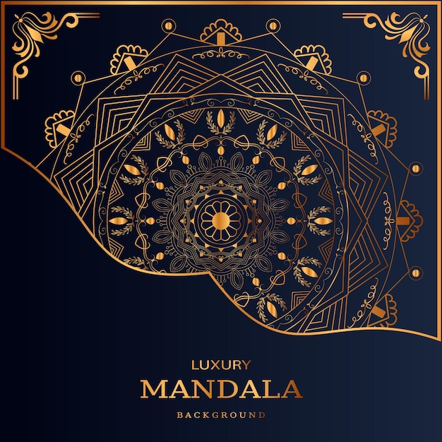 Fondo de diseño de mandala arabesco de lujo en ilustración de vector de color dorado