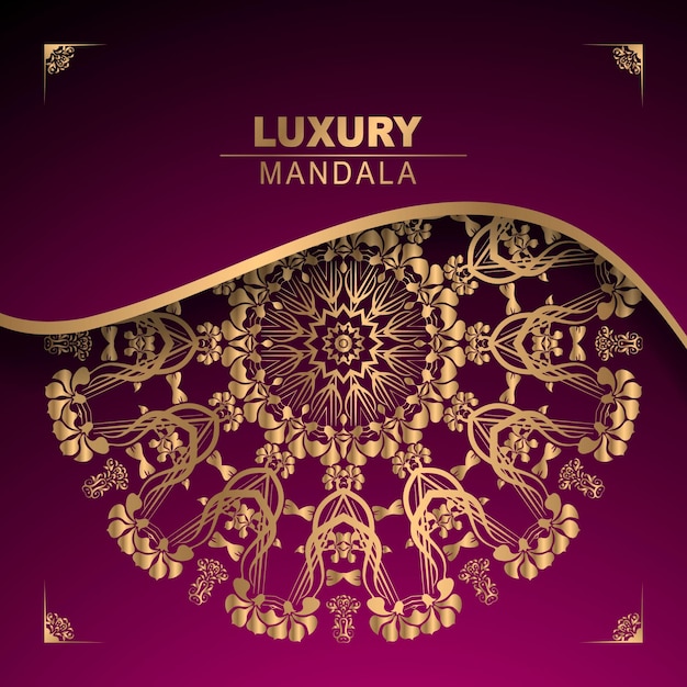 Fondo de diseño de mandala en decoración de color dorado.