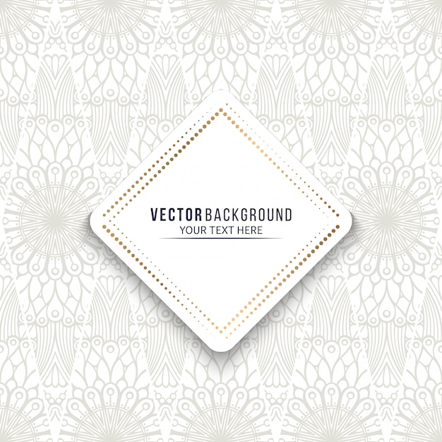 Fondo de diseño de mandala étnico con marco en blanco
