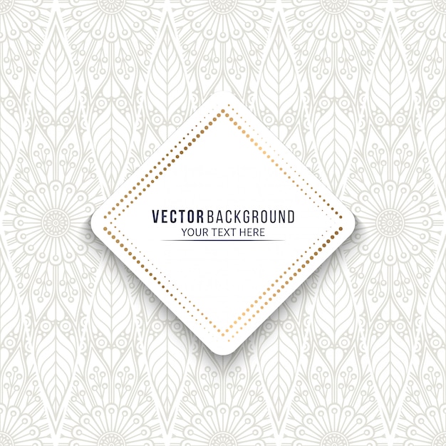 Fondo de diseño de mandala étnico con marco en blanco