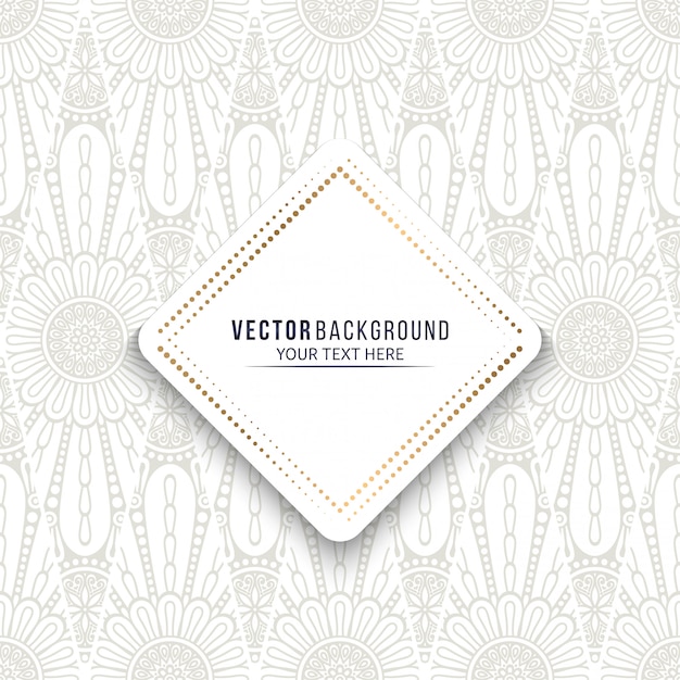 Fondo de diseño de mandala étnico con marco en blanco