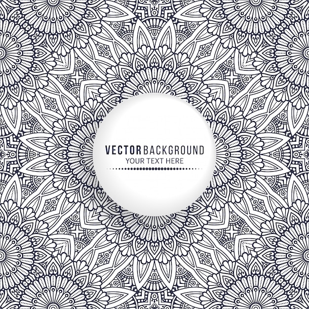 Fondo de diseño de mandala étnico con marco de círculo en blanco