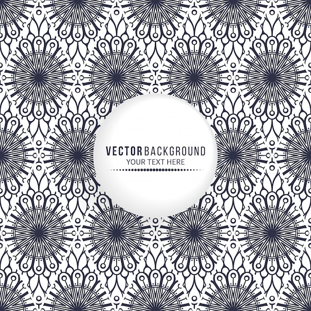 Fondo de diseño de mandala étnico con marco de círculo en blanco