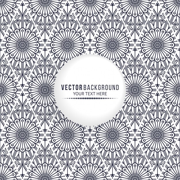Fondo de diseño de mandala étnico con marco de círculo en blanco