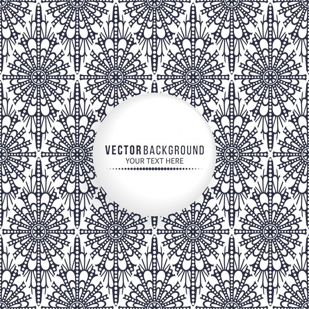 Fondo de diseño de mandala étnico con marco de círculo en blanco