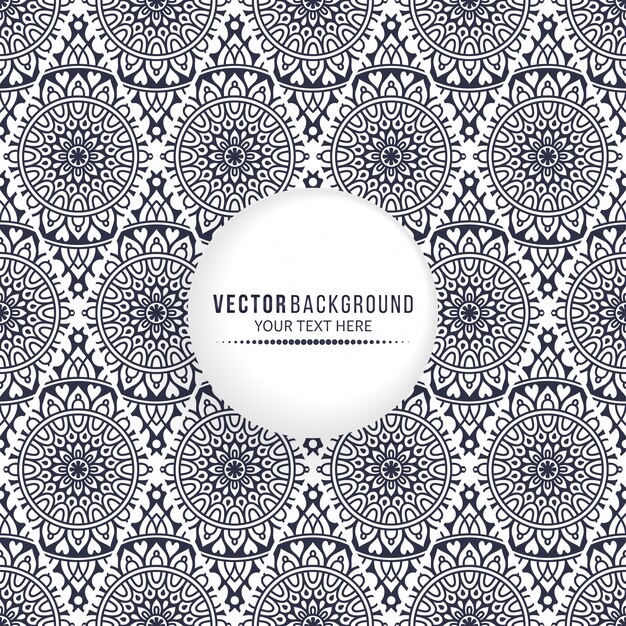 Fondo de diseño de mandala étnico con marco de círculo en blanco
