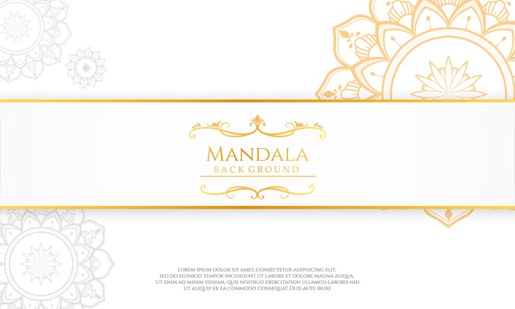 Fondo de diseño de mandala de lujo en blanco y oro.