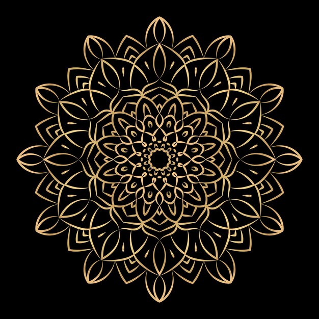 Fondo de diseño de mandala de lujo en color dorado.