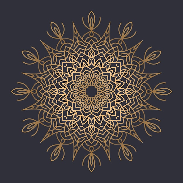 Fondo de diseño de mandala de lujo en color dorado.
