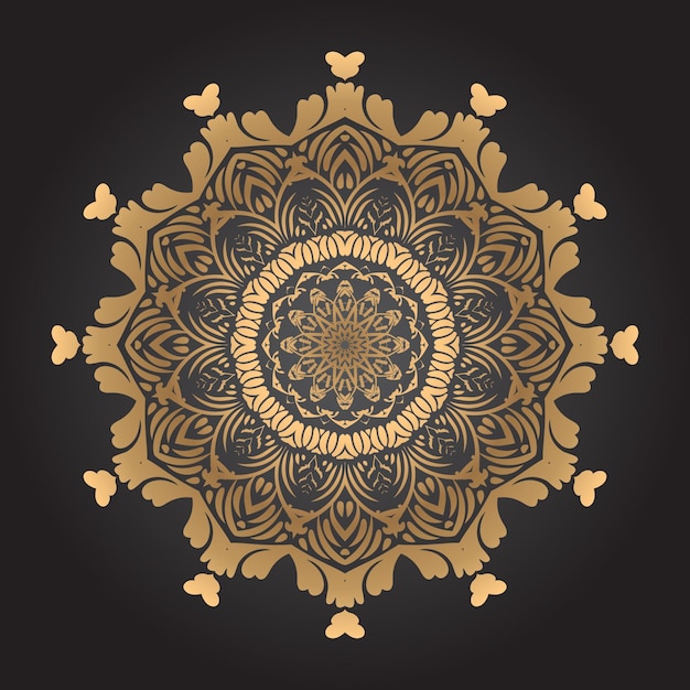 Fondo de diseño de mandala de lujo en color dorado.