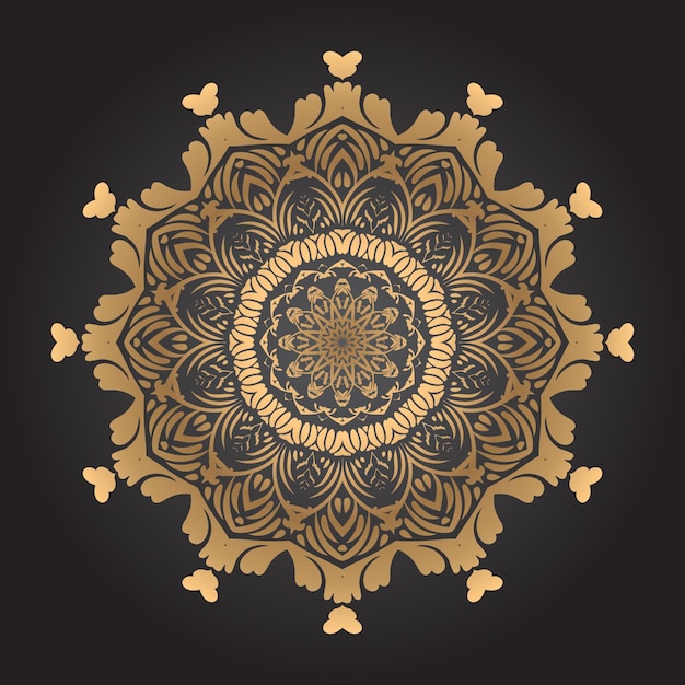 Fondo de diseño de mandala de lujo en color dorado.