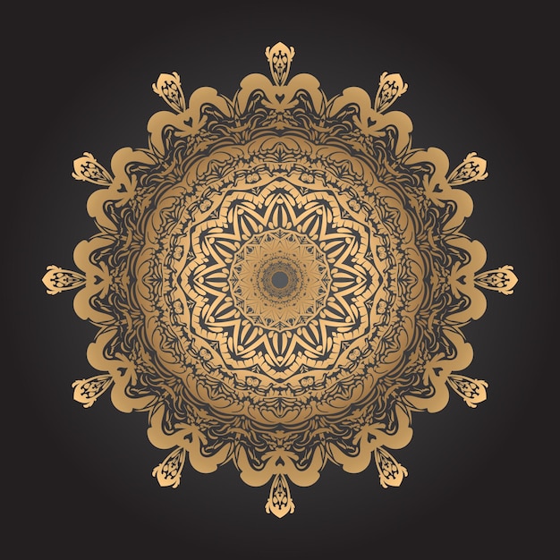 Fondo de diseño de mandala de lujo en color dorado.