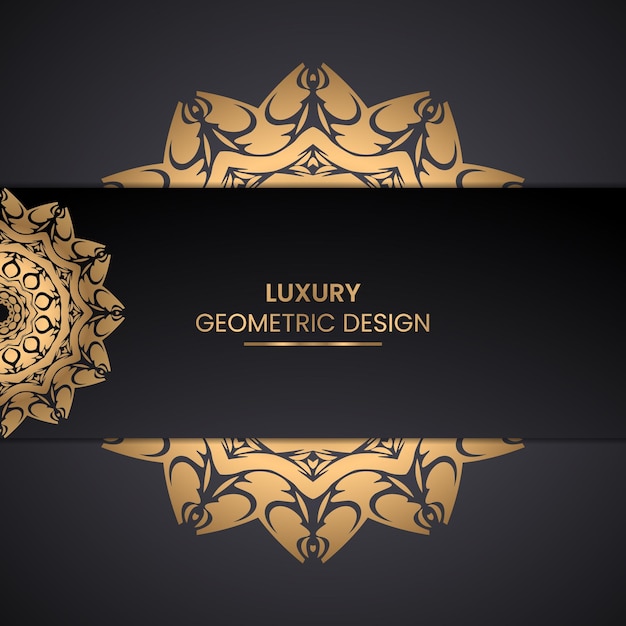 Vector fondo de diseño de mandala de lujo en color dorado.