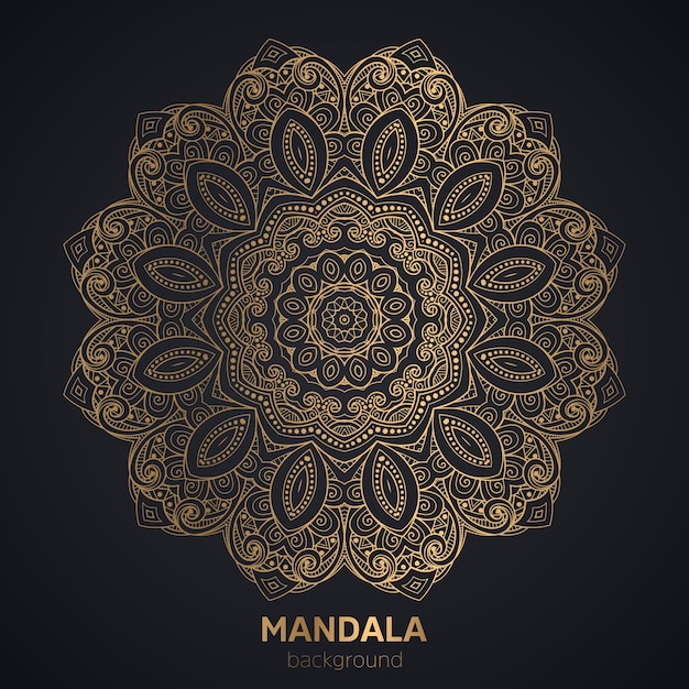 Fondo de diseño de mandala de lujo en color dorado