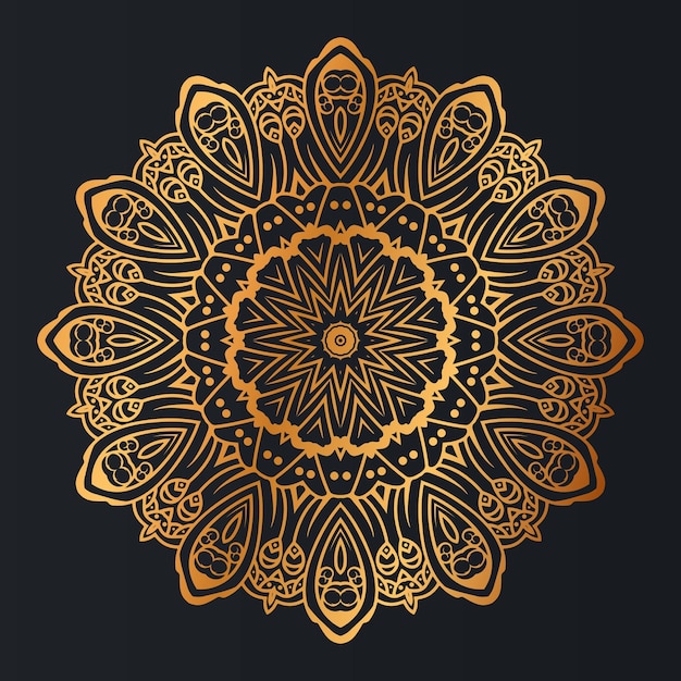 Fondo de diseño de mandala de lujo en color dorado