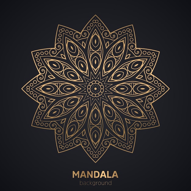 Fondo de diseño de mandala de lujo en color dorado